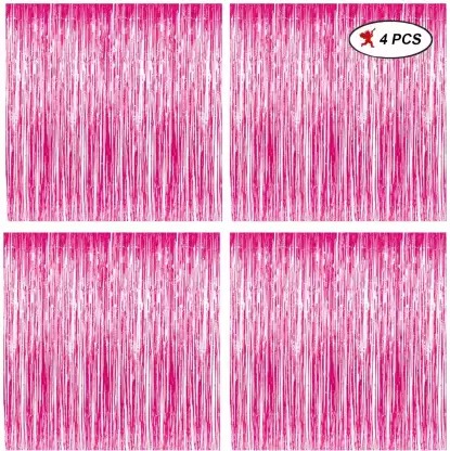 Printed Pink Foil Curtain For Decoration