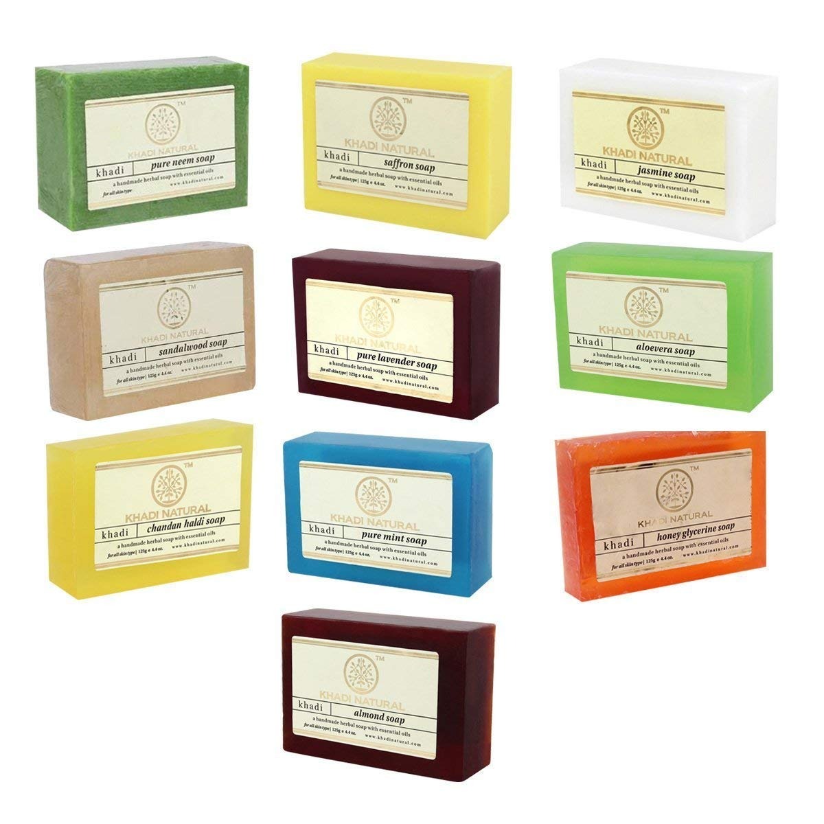 KHADI NATURAL Soap Combo Assorted Natural Soap Gift Set, 125 g (Pack of 10)