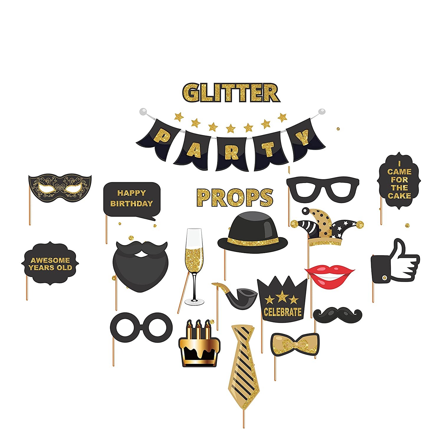 WISHKEY Glitter Party Photo Booth Props