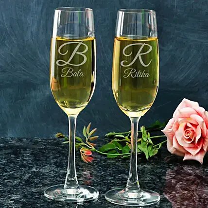 Pair of Personalised Champagne Glasses